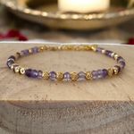 Fashion, accesorii si bijuterii - Femei - Bijuterii femei - Bratari femei - Bratara eleganta dama Nuria din Ametist si bilute de argint placat cu aur 925 - Infinity.ro