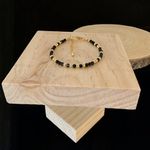 Fashion, accesorii si bijuterii - Femei - Bijuterii femei - Bratari femei - Bratara dama handmade din Obsidian Amina cu bilute din argint placat cu aur - Infinity.ro