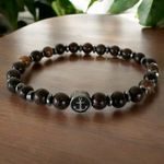 Fashion, accesorii si bijuterii - Barbati - Bijuterii barbati - Bratari barbati - Bratara barbati Neel din Lemn de Santal cu Hematit si charm din inox - Infinity.ro