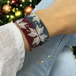 Fashion, accesorii si bijuterii - Femei - Bijuterii femei - Bratari femei - Bratara lata handmade bleu metalizat-argintiu din margele Miyuki, eleganta Samira - Infinity.ro