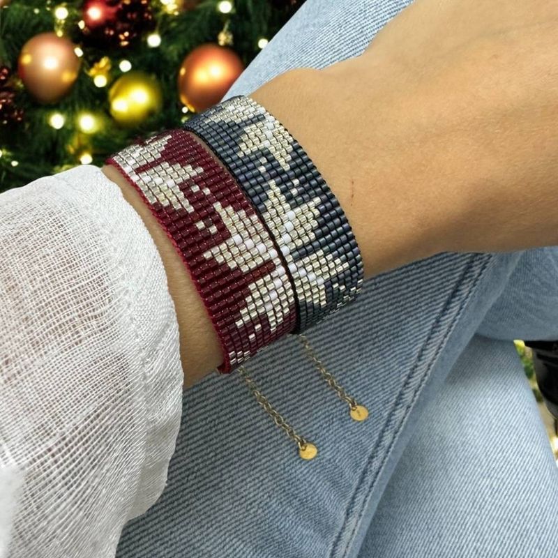 Fashion, accesorii si bijuterii - Femei - Bijuterii femei - Bratari femei - Bratara lata handmade bleu metalizat-argintiu din margele Miyuki, eleganta Samira - Infinity.ro