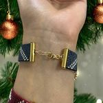 Fashion, accesorii si bijuterii - Femei - Bijuterii femei - Bratari femei - Bratara lata handmade bleu metalizat-argintiu din margele Miyuki, eleganta Samira - Infinity.ro