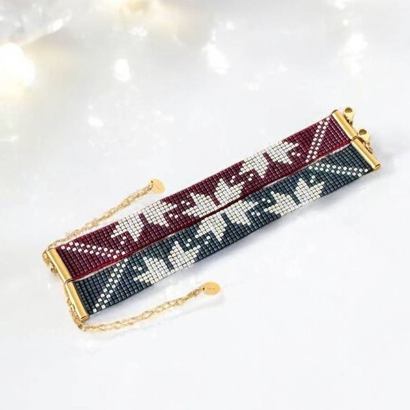 Fashion, accesorii si bijuterii - Femei - Bijuterii femei - Bratari femei - Bratara lata handmade bleu metalizat-argintiu din margele Miyuki, eleganta Samira - Infinity.ro