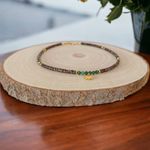 Fashion, accesorii si bijuterii - Femei - Bijuterii femei - Coliere femei - Colier Choker Smarald african Erin cu discuri de Sediment marin din argint placat cu aur, pandantiv Steaua Nordului - Infinity.ro