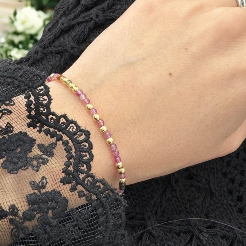 Fashion, accesorii si bijuterii - Femei - Bijuterii femei - Bratari femei - Bratara eleganta dama Jameela din turmalina multicolora Candy cu argint placat cu aur - Infinity.ro