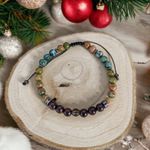 Fashion, accesorii si bijuterii - Barbati - Bijuterii barbati - Bratari barbati - Bratara barbati snur Clyde din cristale de Granat, Unakit, Moss Agate, Cuart Fumuriu - Infinity.ro