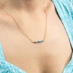 Fashion, accesorii si bijuterii - Femei - Bijuterii femei - Coliere femei - Colier dragut cu margelute mici de piatra semipretioasa de apatit, Ehan, placat cu aur de 18K - Infinity.ro