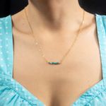 Fashion, accesorii si bijuterii - Femei - Bijuterii femei - Coliere femei - Colier dragut cu margelute mici de piatra semipretioasa de apatit, Ehan, placat cu aur de 18K - Infinity.ro