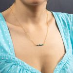 Fashion, accesorii si bijuterii - Femei - Bijuterii femei - Coliere femei - Colier dragut cu margelute mici de piatra semipretioasa de apatit, Ehan, placat cu aur de 18K - Infinity.ro
