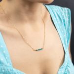 Fashion, accesorii si bijuterii - Femei - Bijuterii femei - Coliere femei - Colier dragut cu margelute mici de piatra semipretioasa de apatit, Ehan, placat cu aur de 18K - Infinity.ro