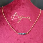 Fashion, accesorii si bijuterii - Femei - Bijuterii femei - Coliere femei - Colier dragut cu margelute mici de piatra semipretioasa de apatit, Ehan, placat cu aur de 18K - Infinity.ro