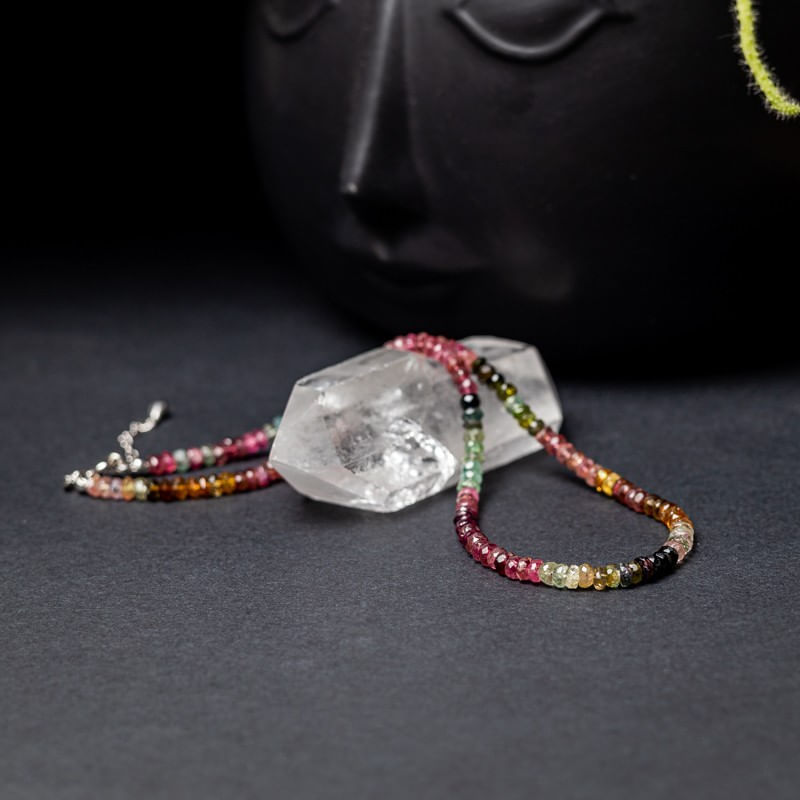 Fashion, accesorii si bijuterii - Femei - Bijuterii femei - Coliere femei - Choker Felicity din turmalina multicolora rondele A++, inchidere din Argint 925 - Infinity.ro