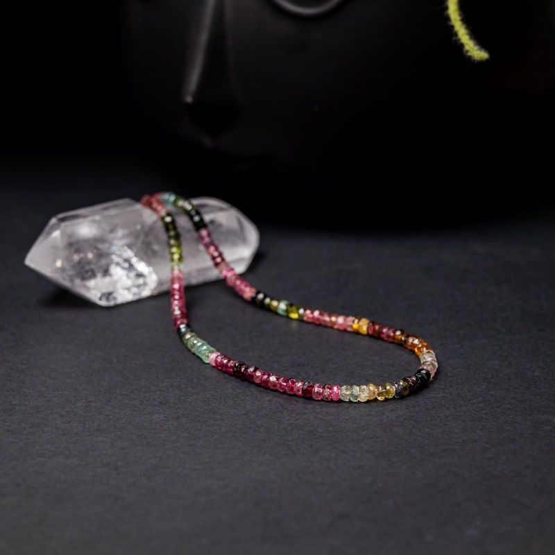Fashion, accesorii si bijuterii - Femei - Bijuterii femei - Coliere femei - Choker Felicity din turmalina multicolora rondele A++, inchidere din Argint 925 - Infinity.ro