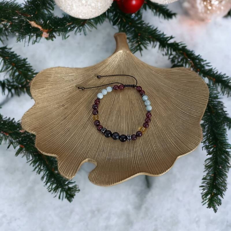 Fashion, accesorii si bijuterii - Barbati - Bijuterii barbati - Bratari barbati - Bratara barbati cristale Benet cu Obsidian, Granat, Citrin, Acvamarin si Hematit - Infinity.ro
