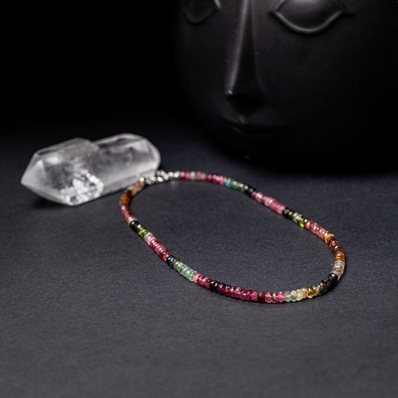 Fashion, accesorii si bijuterii - Femei - Bijuterii femei - Coliere femei - Choker Felicity din turmalina multicolora rondele A++, inchidere din Argint 925 - Infinity.ro