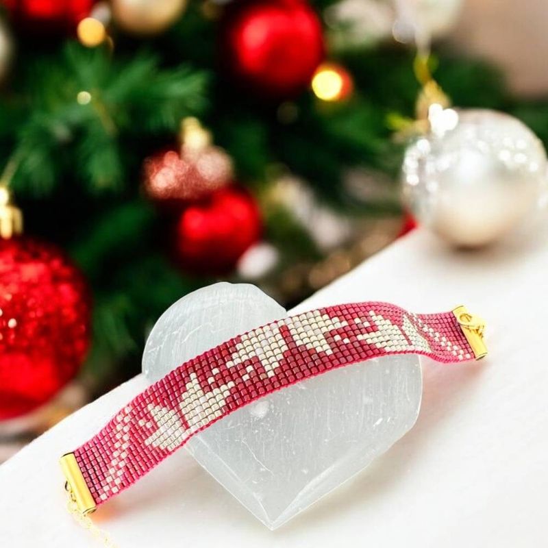 Fashion, accesorii si bijuterii - Femei - Bijuterii femei - Bratari femei - Bratara miyuki rosu-argintiu lata, eleganta pentru femei, Samira - Infinity.ro