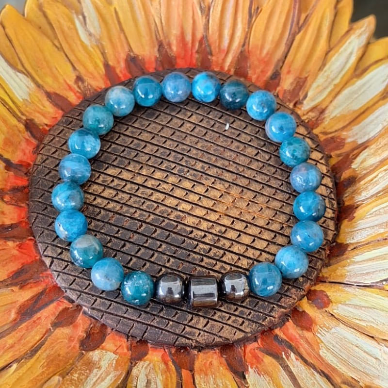 Fashion, accesorii si bijuterii - Barbati - Bijuterii barbati - Bratari barbati - Bratara Barbati pietre naturale Shaan din Apatit si Hematit, margele de 8mm - Infinity.ro