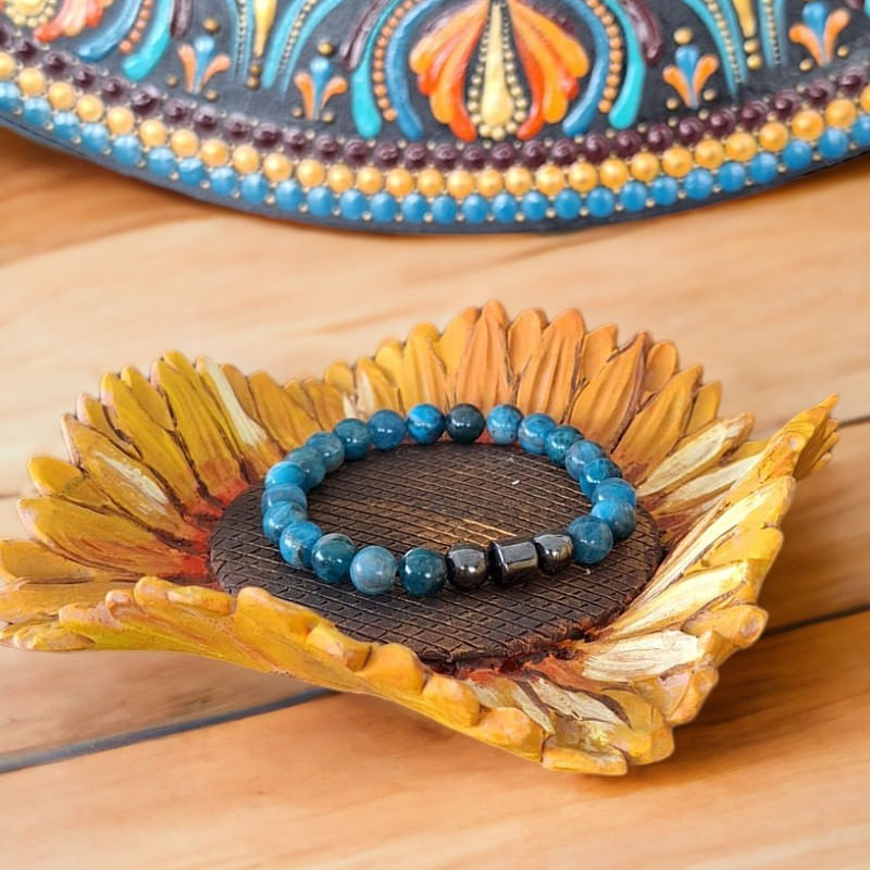 Fashion, accesorii si bijuterii - Barbati - Bijuterii barbati - Bratari barbati - Bratara Barbati pietre naturale Shaan din Apatit si Hematit, margele de 8mm - Infinity.ro