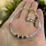 Fashion, accesorii si bijuterii - Femei - Bijuterii femei - Bratari femei - Bratara eleganta dama Salma din fluorit si argint placat cu aur 925 - Infinity.ro