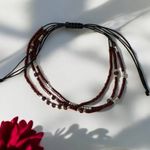Fashion, accesorii si bijuterii - Femei - Bijuterii femei - Bratari femei - Bratara handmade snur Inaya 3 straturi Miyuki si cristale Granat - Infinity.ro
