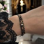 Fashion, accesorii si bijuterii - Femei - Bijuterii femei - Bratari femei - Bratara handmade snur 3 straturi Malika din Miyuki si Obsidian cu charm auriu - Infinity.ro