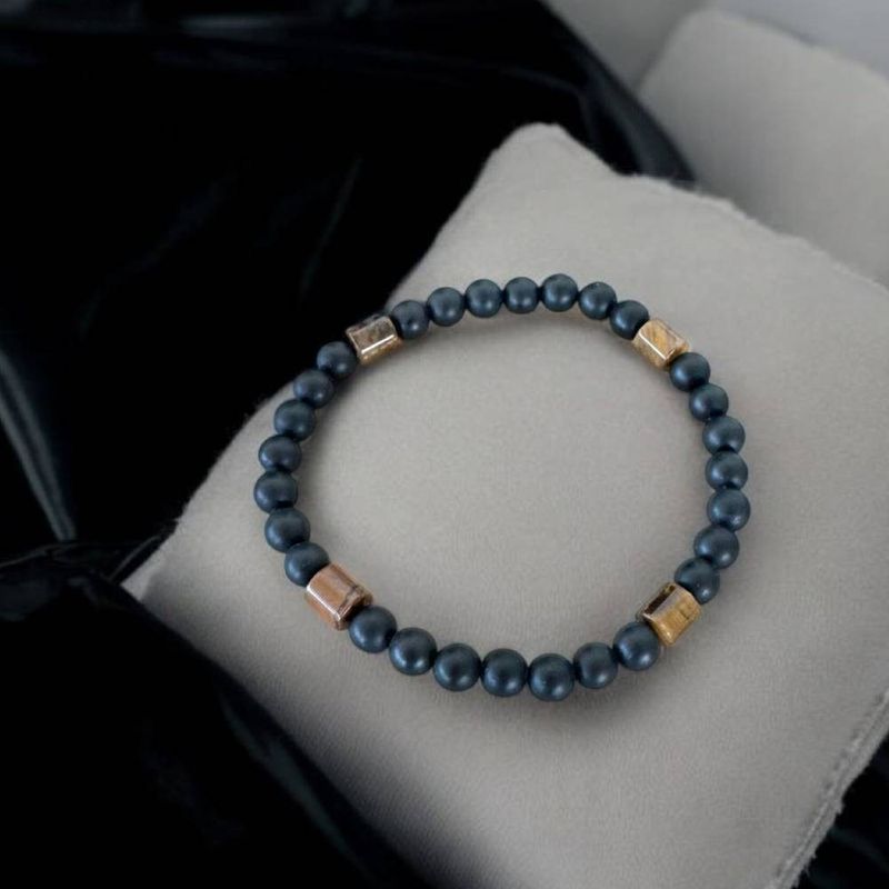 Fashion, accesorii si bijuterii - Barbati - Bijuterii barbati - Bratari barbati - Bratara barbati din Onix negru mat si Ochi de tigru, Nandor - Infinity.ro