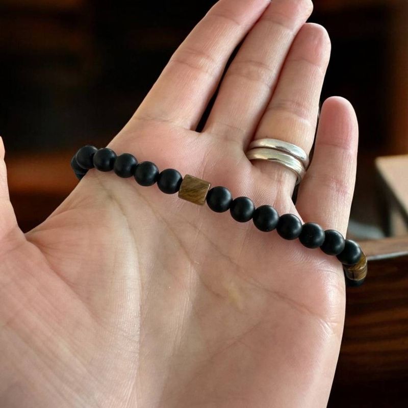Fashion, accesorii si bijuterii - Barbati - Bijuterii barbati - Bratari barbati - Bratara barbati din Onix negru mat si Ochi de tigru, Nandor - Infinity.ro