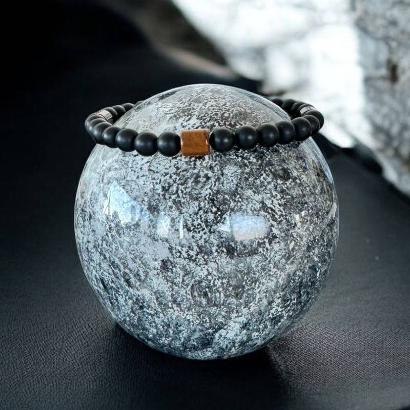 Fashion, accesorii si bijuterii - Barbati - Bijuterii barbati - Bratari barbati - Bratara barbati din Onix negru mat si Ochi de tigru, Nandor - Infinity.ro