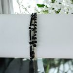 Fashion, accesorii si bijuterii - Femei - Bijuterii femei - Bratari femei - Bratara snur negru-argintiu Elysia 3 straturi Miyuki si Obsidian cu argint 925 - Infinity.ro