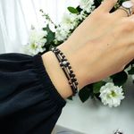 Fashion, accesorii si bijuterii - Femei - Bijuterii femei - Bratari femei - Bratara snur negru-argintiu Elysia 3 straturi Miyuki si Obsidian cu argint 925 - Infinity.ro