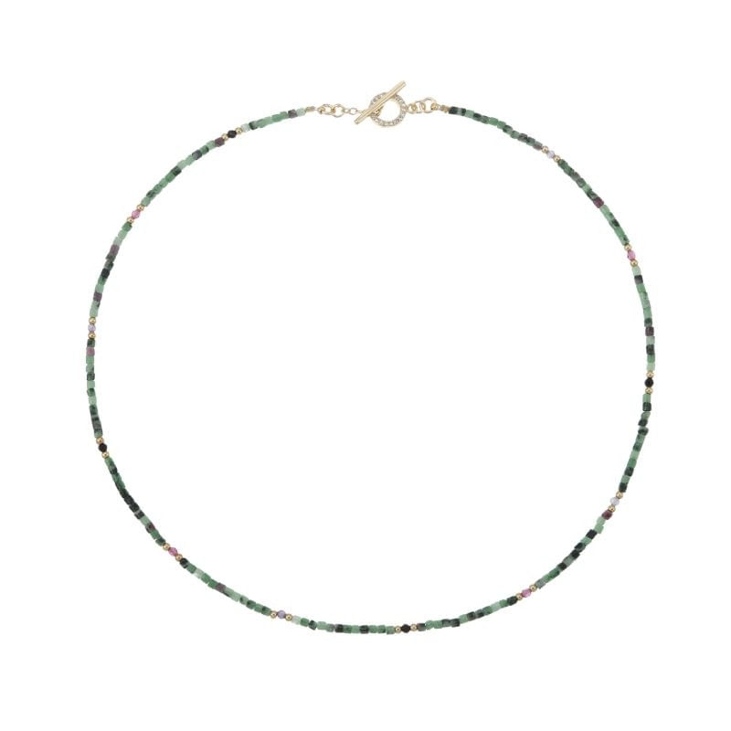 Fashion, accesorii si bijuterii - Femei - Bijuterii femei - Coliere femei - Colier Choker Valer din cristale de Rubin Zoisit, cupru placat cu aur - Infinity.ro
