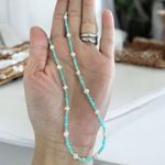 Fashion, accesorii si bijuterii - Femei - Bijuterii femei - Coliere femei - Colier Boho din pietre de Amazonit si Perle naturale, Bono, din cupru placat cu aur - Infinity.ro