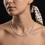 Fashion, accesorii si bijuterii - Femei - Bijuterii femei - Coliere femei - Colier Boho din pietre de Amazonit si Perle naturale, Bono, din cupru placat cu aur - Infinity.ro
