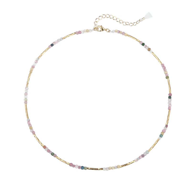 Fashion, accesorii si bijuterii - Femei - Bijuterii femei - Coliere femei - Colier Boho Turmalina curcubeu multicolora Adelin, placat cu aur - Infinity.ro