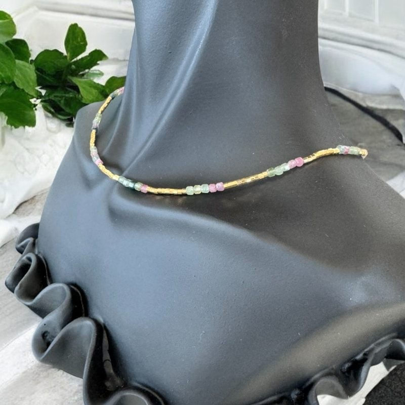 Fashion, accesorii si bijuterii - Femei - Bijuterii femei - Coliere femei - Colier Boho Turmalina curcubeu multicolora Adelin, placat cu aur - Infinity.ro