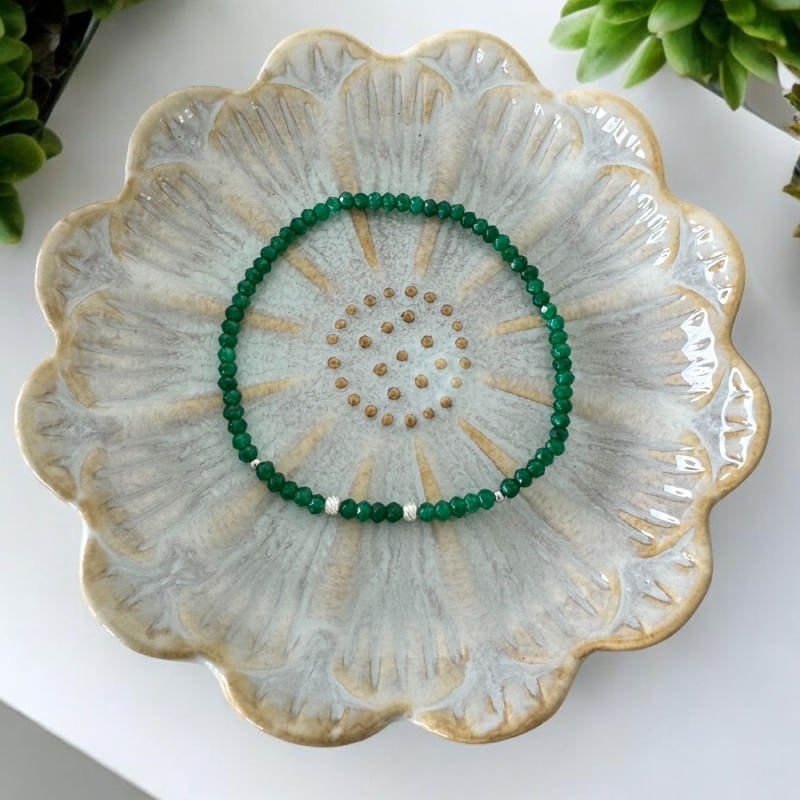 Fashion, accesorii si bijuterii - Femei - Bijuterii femei - Bratari femei - Bratara femei handmade Narcisa din Jad Verde cu argint 925 - Infinity.ro