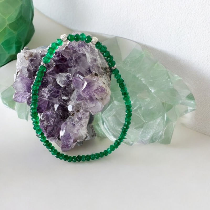 Fashion, accesorii si bijuterii - Femei - Bijuterii femei - Bratari femei - Bratara femei handmade Narcisa din Jad Verde cu argint 925 - Infinity.ro