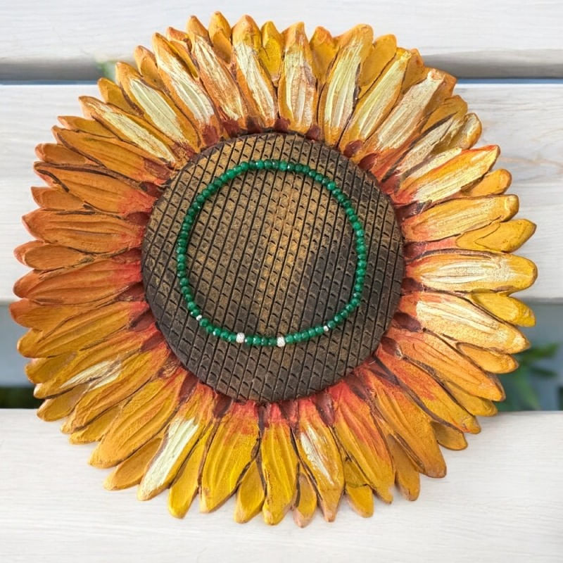 Fashion, accesorii si bijuterii - Femei - Bijuterii femei - Bratari femei - Bratara femei handmade Narcisa din Jad Verde cu argint 925 - Infinity.ro