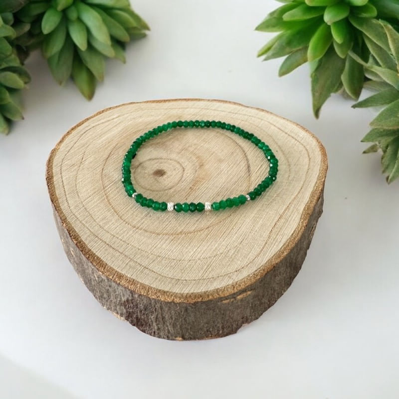 Fashion, accesorii si bijuterii - Femei - Bijuterii femei - Bratari femei - Bratara femei handmade Narcisa din Jad Verde cu argint 925 - Infinity.ro