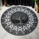 Casa si Gradina - Decoratiuni - Tablouri - O mandala sclipitoare- Copacul Vietii- Negru-Argintiu- 40 cm - Infinity.ro