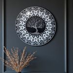 Casa si Gradina - Decoratiuni - Tablouri - O mandala sclipitoare- Copacul Vietii- Negru-Argintiu- 40 cm - Infinity.ro