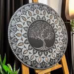 Casa si Gradina - Decoratiuni - Tablouri - O mandala sclipitoare- Copacul Vietii- Negru-Argintiu- 40 cm - Infinity.ro