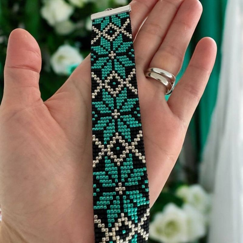 Fashion, accesorii si bijuterii - Femei - Bijuterii femei - Bratari femei - Bratara lata eleganta impletita manual cu margele miyuki, Treva - Infinity.ro