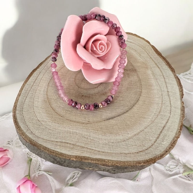 Fashion, accesorii si bijuterii - Femei - Bijuterii femei - Bratari femei - Bratara femei Arabella din Rodonit si Jad Roz cu argint placat roz gold 925 - Infinity.ro