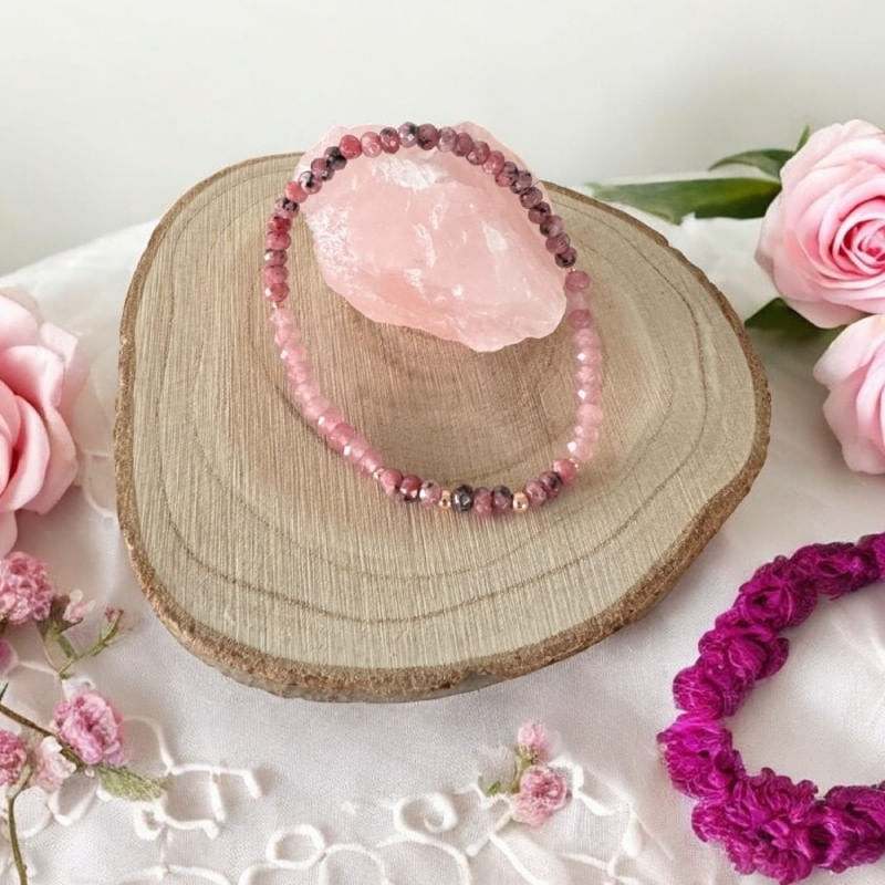 Fashion, accesorii si bijuterii - Femei - Bijuterii femei - Bratari femei - Bratara femei Arabella din Rodonit si Jad Roz cu argint placat roz gold 925 - Infinity.ro