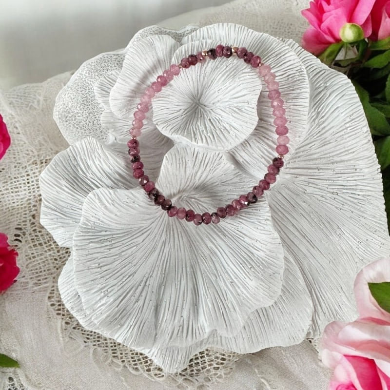 Fashion, accesorii si bijuterii - Femei - Bijuterii femei - Bratari femei - Bratara femei Arabella din Rodonit si Jad Roz cu argint placat roz gold 925 - Infinity.ro
