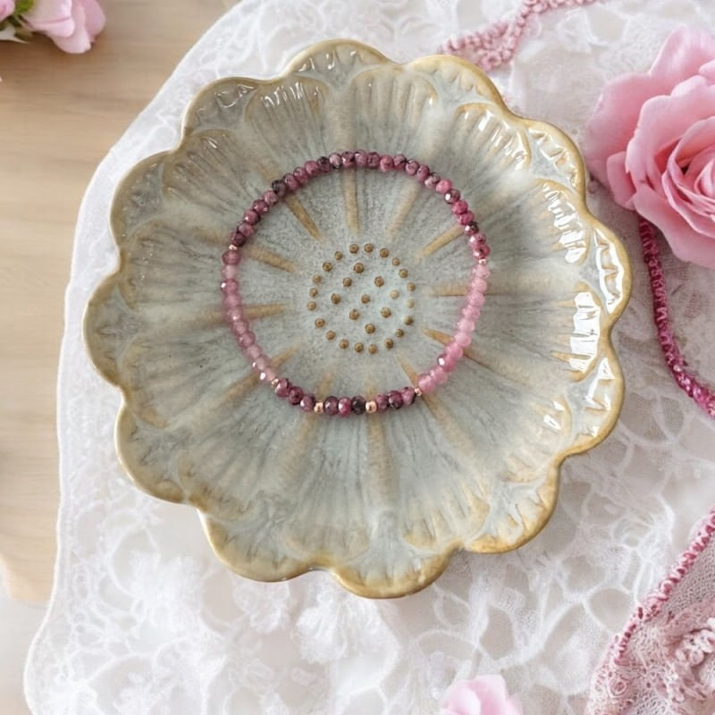 Fashion, accesorii si bijuterii - Femei - Bijuterii femei - Bratari femei - Bratara femei Arabella din Rodonit si Jad Roz cu argint placat roz gold 925 - Infinity.ro