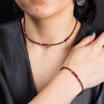 Fashion, accesorii si bijuterii - Femei - Bijuterii femei - Coliere femei - Colier choker Kavin din pietre semipretioase de Granat si Rubin, inchidere si accesorii din argint 925 - Infinity.ro