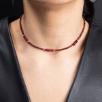 Fashion, accesorii si bijuterii - Femei - Bijuterii femei - Coliere femei - Colier choker Kavin din pietre semipretioase de Granat si Rubin, inchidere si accesorii din argint 925 - Infinity.ro