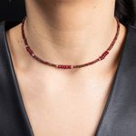 Fashion, accesorii si bijuterii - Femei - Bijuterii femei - Coliere femei - Colier choker Kavin din pietre semipretioase de Granat si Rubin, inchidere si accesorii din argint 925 - Infinity.ro